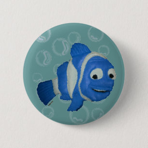 Blue Fish 6 Cm Round Badge