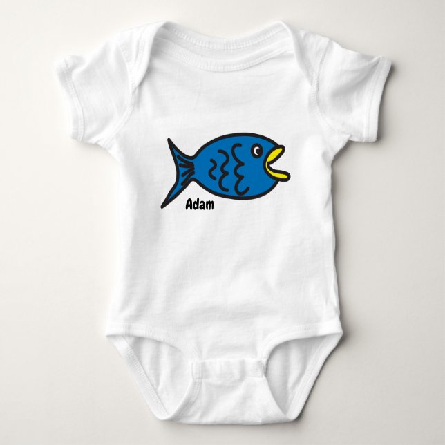 Blue Fish  Baby Bodysuit (Front)