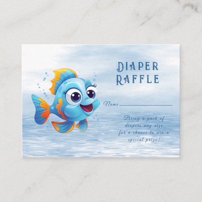 Blue Fish Baby Shower Enclosure Card (Front)