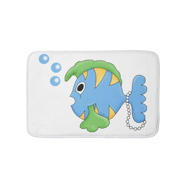 Blue Fish Bath Mat (Front)