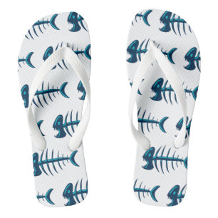 Blue Fish Bones Pattern Jandals