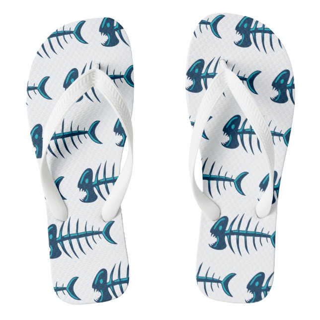 Blue Fish Bones Pattern Jandals (Footbed)