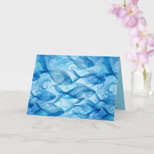 Blue Fish Flowing Abstract Harmonious Card