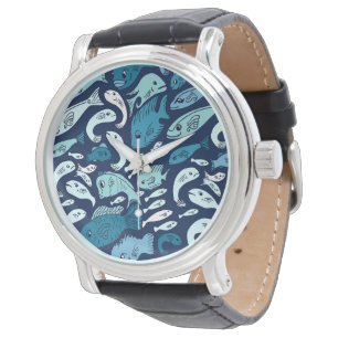 Blue Fish Globe Watch
