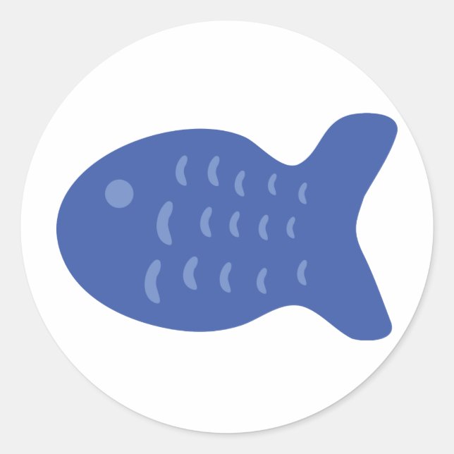 blue fish icon classic round sticker (Front)