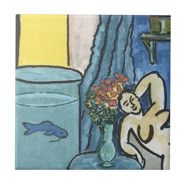 Blue Fish in Bowl Tile (Front)