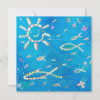 'Blue Fish' Invitation