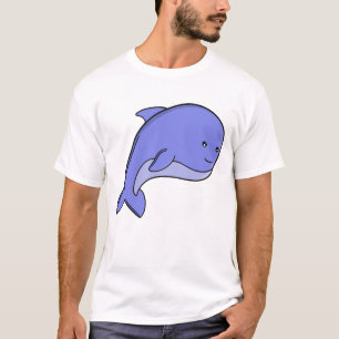 Blue Fish Kawaii Dolphin or Porpoise Cartoon T-Shirt