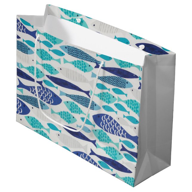 Blue Fish Large Gift Bag (Front Angled)