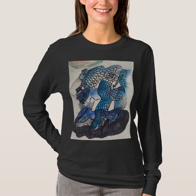 Blue Fish Long Sleeve T-Shirt (Front)