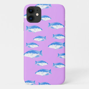 Blue fish on lilac Case-Mate iPhone case