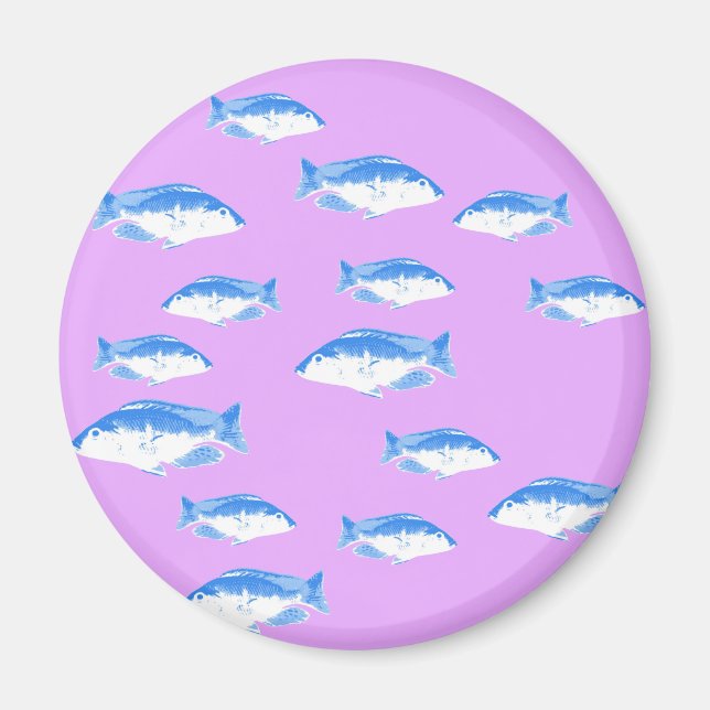 Blue fish on lilac magnet (Front)