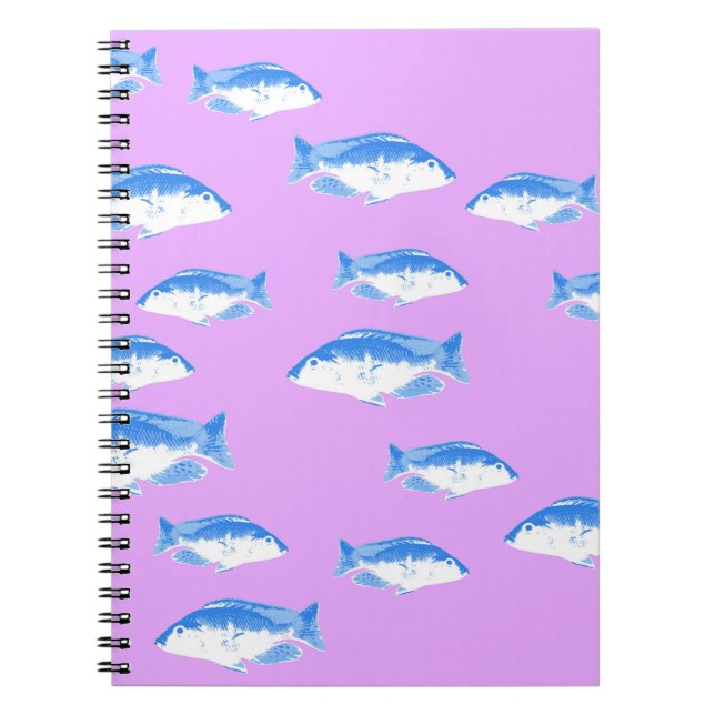 Blue fish on lilac notebook (Front)