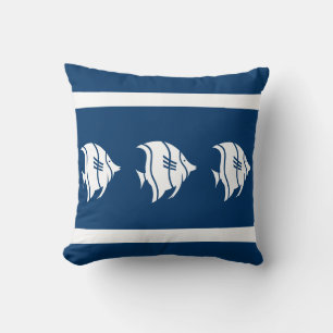 blue fish on white PILLOW coastal living