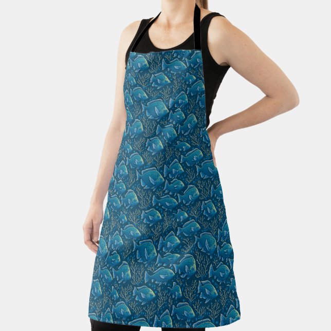 Blue Fish Pattern Apron (Insitu)
