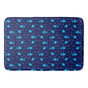 blue fish pattern bath mat