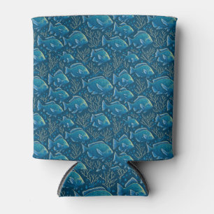 Blue Fish Pattern Can Cooler