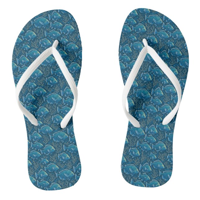 Blue Fish Pattern Jandals (Footbed)