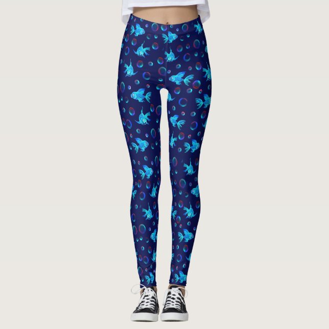Blue fish pattern leggings (Front)