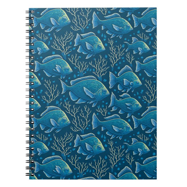 Blue Fish Pattern Notebook (Front)