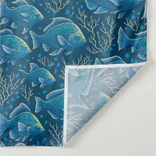 Blue Fish Reapting Pattern Tapestry