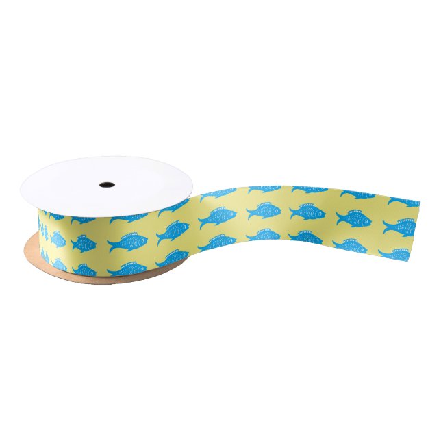 Blue Fish Satin Ribbon (Spool)