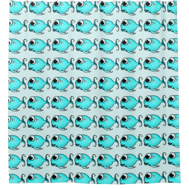 Blue Fish Shower Curtain (Front)