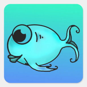 Blue Fish Square Sticker