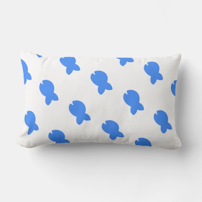 Blue Fish White  Lumbar Cushion (Front)