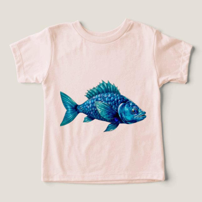 Blue Fish with Spiky Fins and Scales (Design Front)