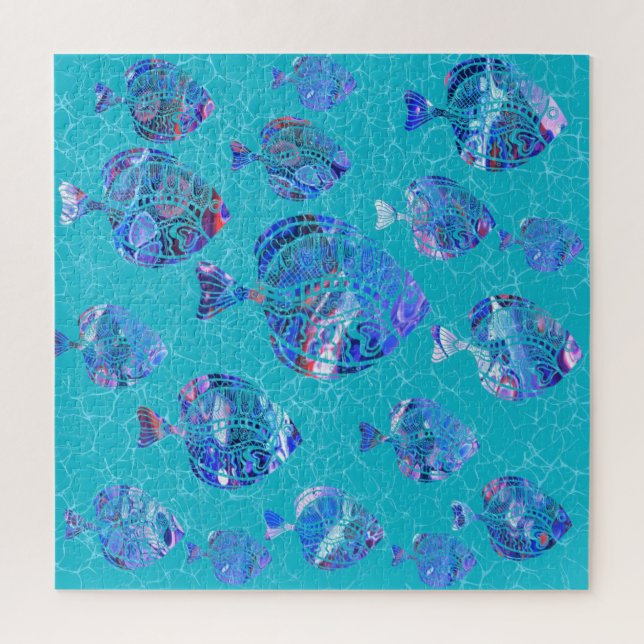 Blue Fishes Jigsaw Puzzle - Turquoise (Vertical)