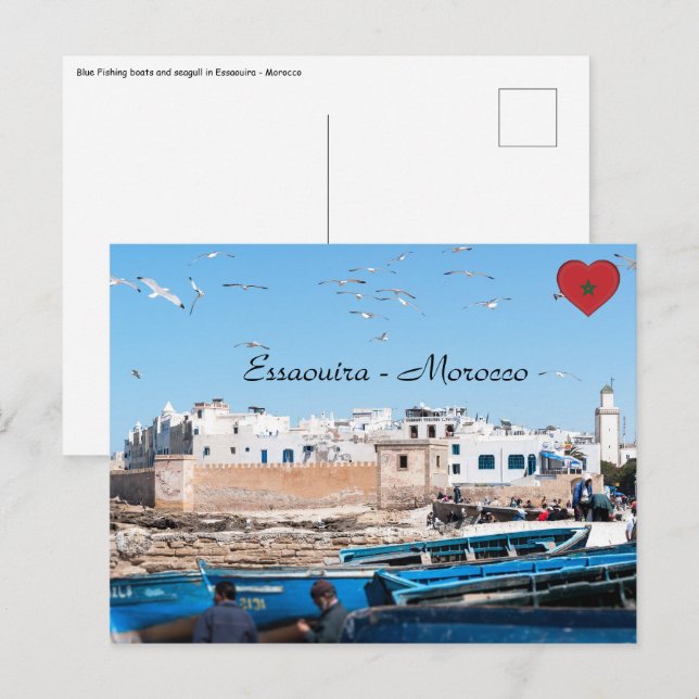 Blue Fishing boats in Essaouira - Morocco Postcard (Front/Back)