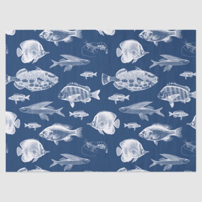 Blue Fishing Tissue Paper (Front)