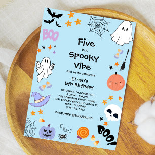 Blue Five is a Spooky Vibe Halloween 5th Birthday Invitation