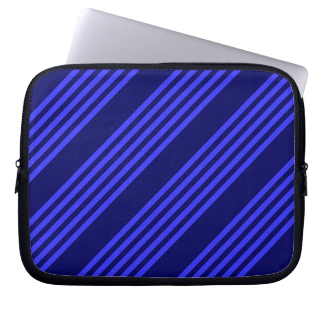 Blue five stripes pattern laptop sleeve (Front)