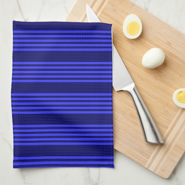 Blue five stripes pattern tea towel (Quarter Fold)