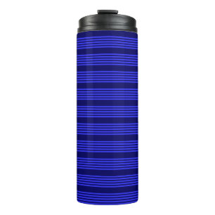 Blue five stripes pattern thermal tumbler