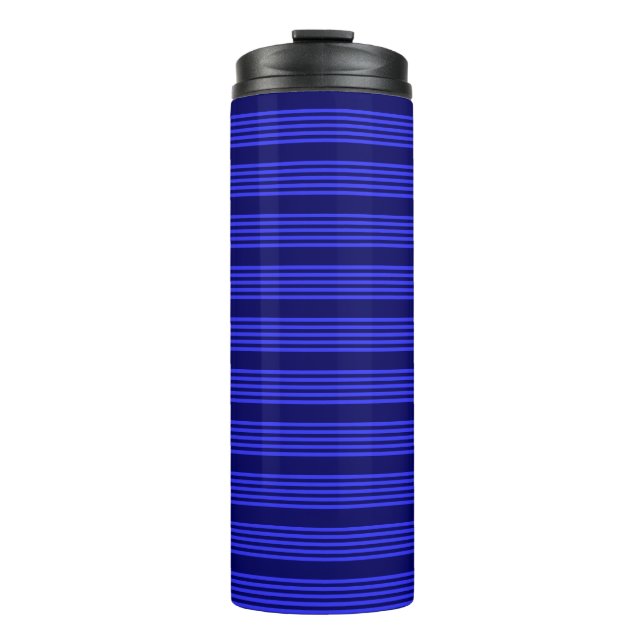 Blue five stripes pattern thermal tumbler (Front)