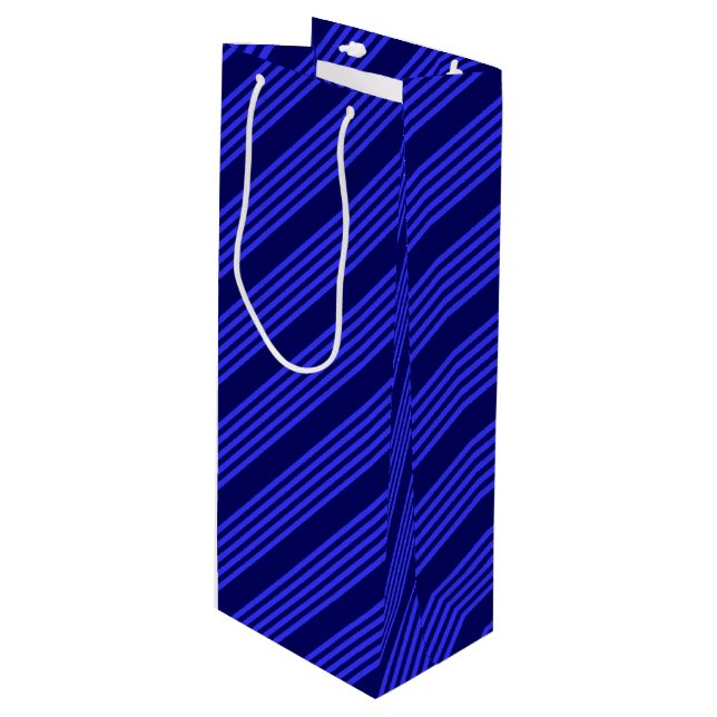 Blue five stripes pattern wine gift bag (Front Angled)