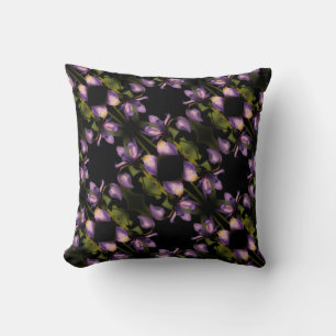 Blue Flag Iris Flower Abstract Pattern  Cushion