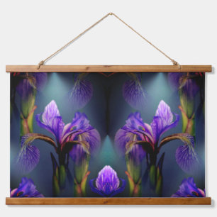 Blue Flag Iris Flower Art Abstract Hanging Tapestry