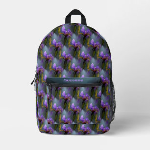 Blue Flag Iris Flower Art Pattern Personalised Printed Backpack