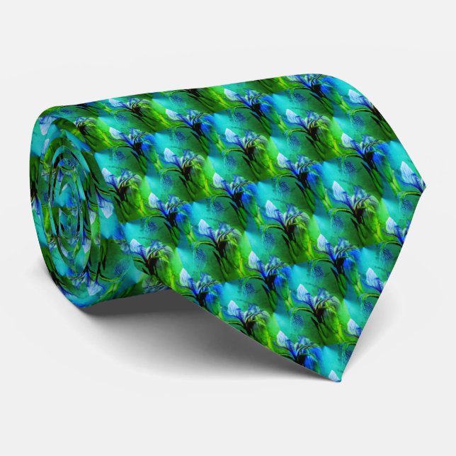 Blue Flag Iris Flower Nature Abstract Colours Tie (Rolled)