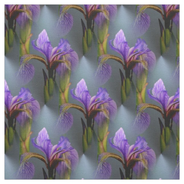 Blue Flag Iris Flower Nature Art Pattern Fabric (Swatch)