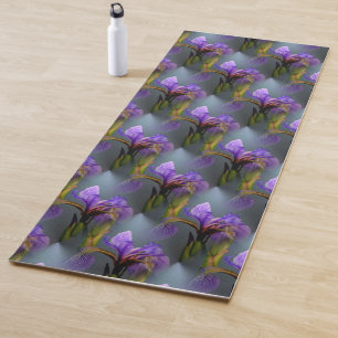 Blue Flag Iris Flower Nature Art Pattern Yoga Mat