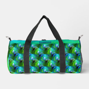 Blue Flag Iris Flower Pattern Tint Personalised  Duffle Bag