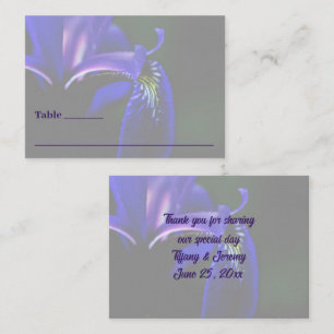 Blue Flag Iris Flower Personalised Wedding  Place Card