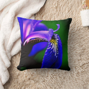 Blue Flag Iris Flower Petal Close Up Cushion