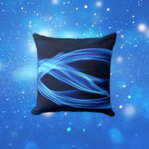 Blue Flame Abstract Art Cushion