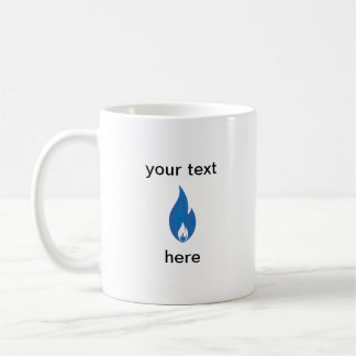 Blue Flame / Fire / Smoke Editable Text Both Sides Coffee Mug